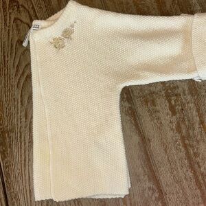 Cream embellished with gold rose cardigan